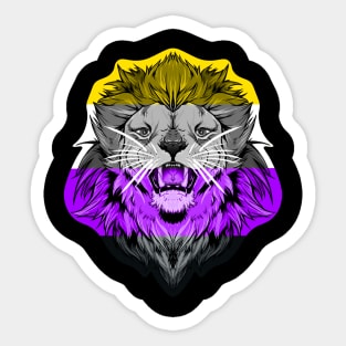 illustrated LION PRIDE series ( non binary pride flag ) Sticker